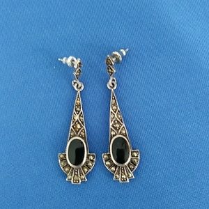 Vintage Sterling Silver Marcasite Earrings.